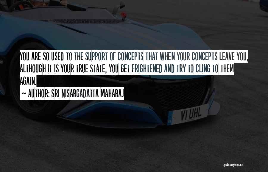 Sri Nisargadatta Maharaj Quotes: You Are So Used To The Support Of Concepts That When Your Concepts Leave You, Although It Is Your True