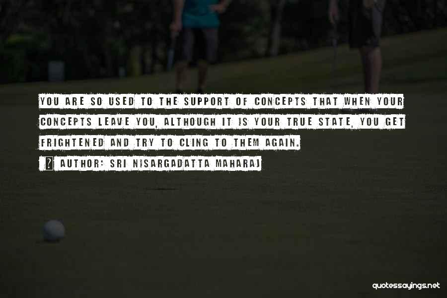 Sri Nisargadatta Maharaj Quotes: You Are So Used To The Support Of Concepts That When Your Concepts Leave You, Although It Is Your True