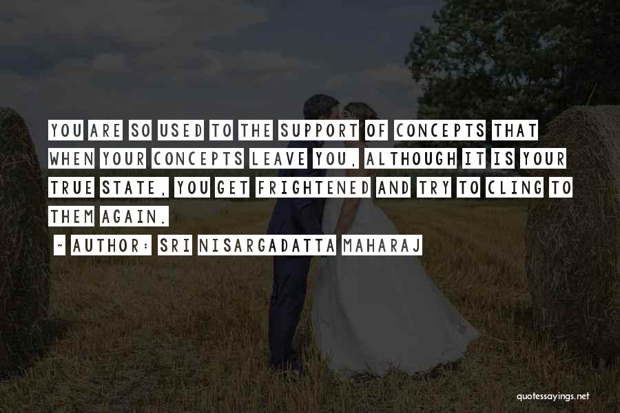 Sri Nisargadatta Maharaj Quotes: You Are So Used To The Support Of Concepts That When Your Concepts Leave You, Although It Is Your True