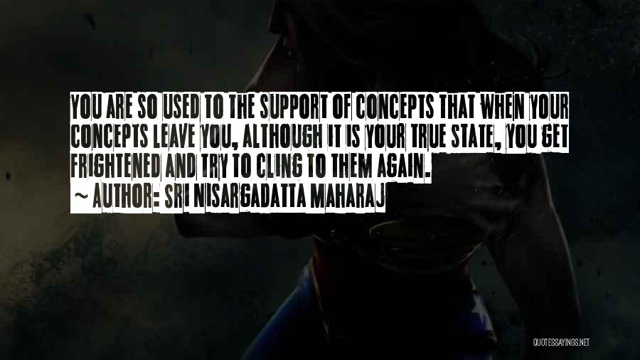 Sri Nisargadatta Maharaj Quotes: You Are So Used To The Support Of Concepts That When Your Concepts Leave You, Although It Is Your True