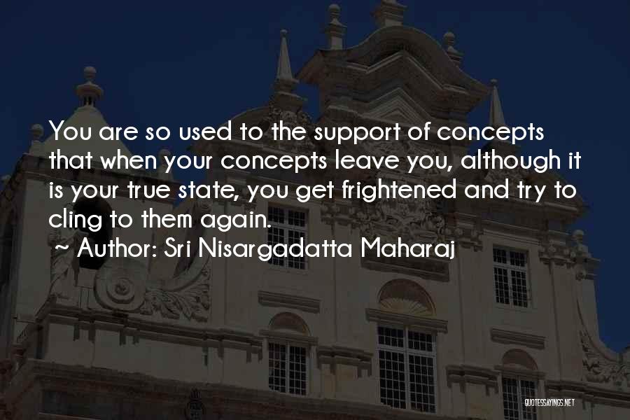 Sri Nisargadatta Maharaj Quotes: You Are So Used To The Support Of Concepts That When Your Concepts Leave You, Although It Is Your True