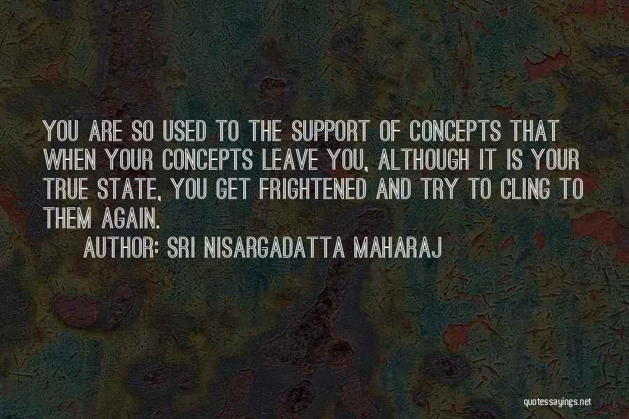 Sri Nisargadatta Maharaj Quotes: You Are So Used To The Support Of Concepts That When Your Concepts Leave You, Although It Is Your True