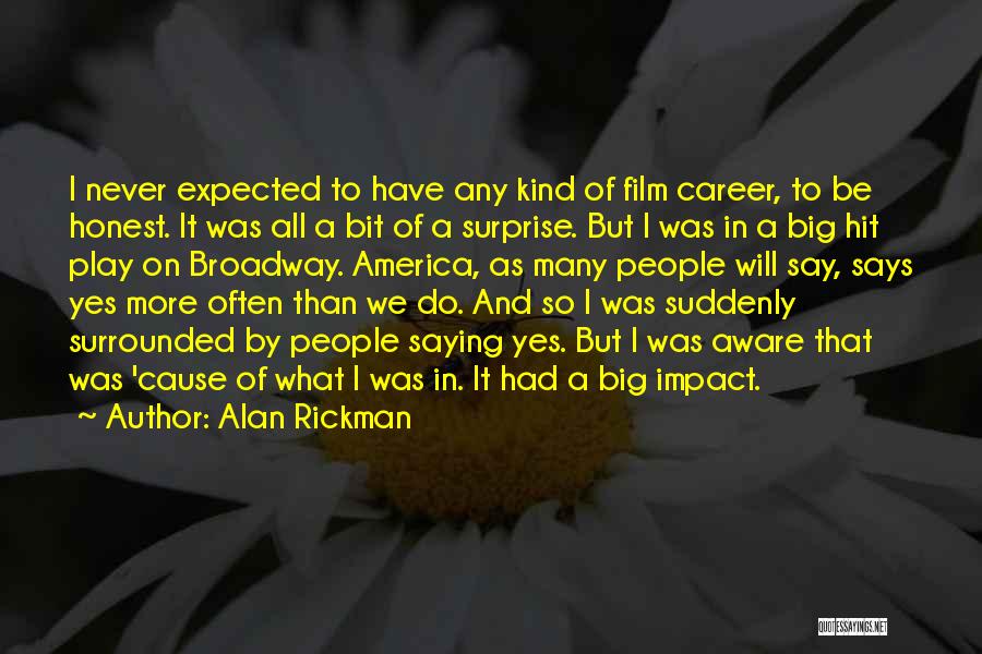 Alan Rickman Quotes: I Never Expected To Have Any Kind Of Film Career, To Be Honest. It Was All A Bit Of A