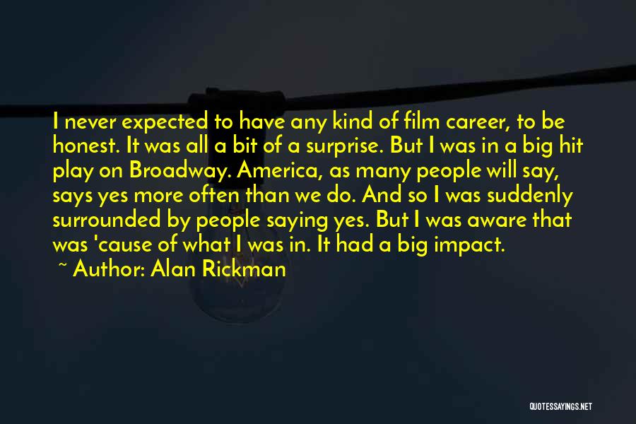 Alan Rickman Quotes: I Never Expected To Have Any Kind Of Film Career, To Be Honest. It Was All A Bit Of A