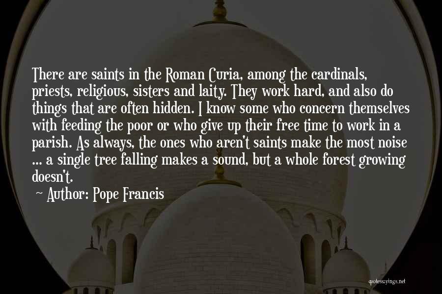 Pope Francis Quotes: There Are Saints In The Roman Curia, Among The Cardinals, Priests, Religious, Sisters And Laity. They Work Hard, And Also