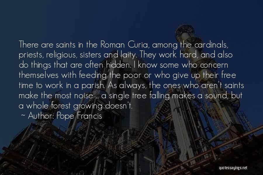 Pope Francis Quotes: There Are Saints In The Roman Curia, Among The Cardinals, Priests, Religious, Sisters And Laity. They Work Hard, And Also