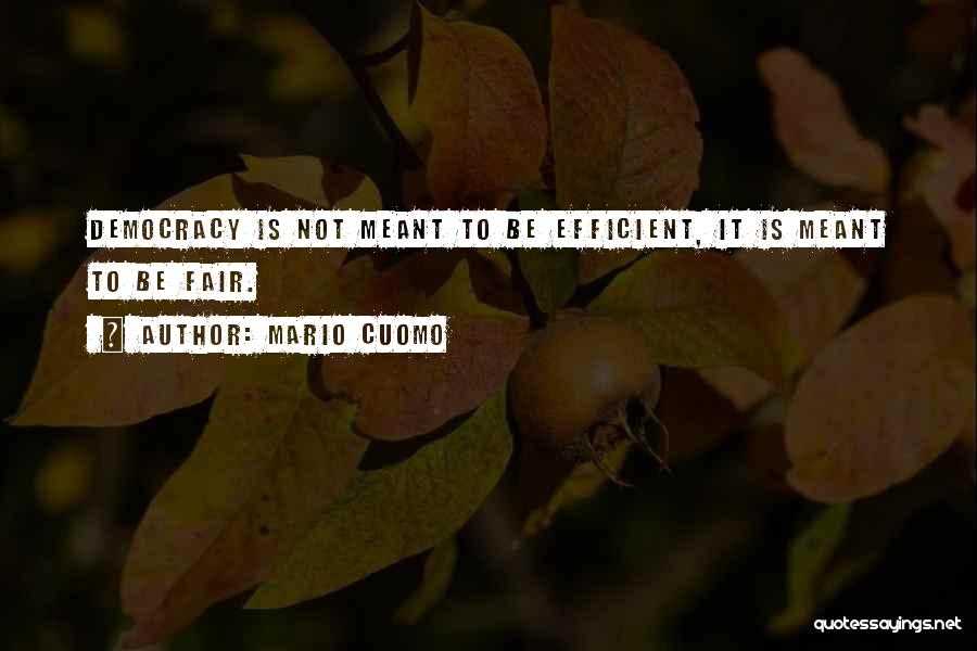 Mario Cuomo Quotes: Democracy Is Not Meant To Be Efficient, It Is Meant To Be Fair.