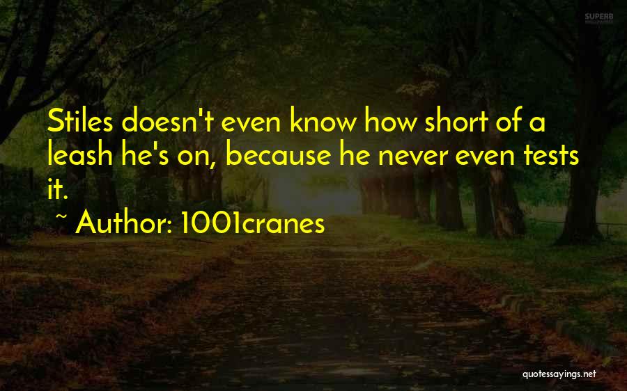 1001cranes Quotes: Stiles Doesn't Even Know How Short Of A Leash He's On, Because He Never Even Tests It.