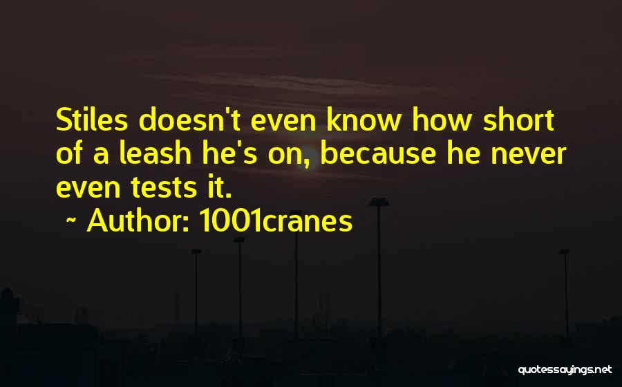 1001cranes Quotes: Stiles Doesn't Even Know How Short Of A Leash He's On, Because He Never Even Tests It.