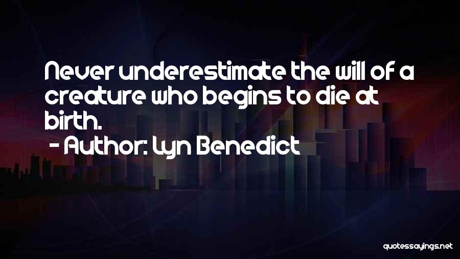 Lyn Benedict Quotes: Never Underestimate The Will Of A Creature Who Begins To Die At Birth.