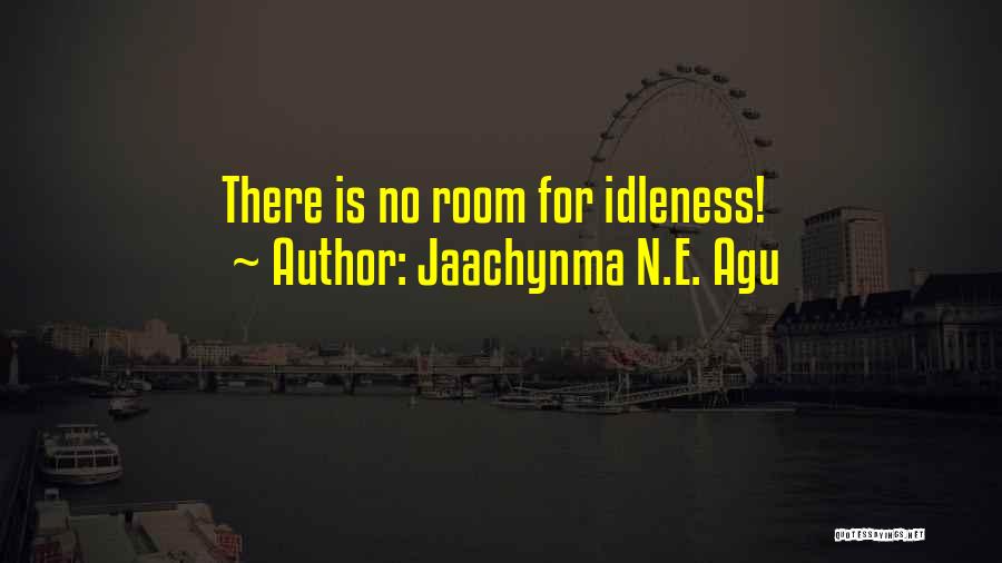 Jaachynma N.E. Agu Quotes: There Is No Room For Idleness!