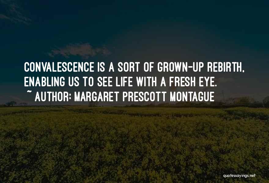 Margaret Prescott Montague Quotes: Convalescence Is A Sort Of Grown-up Rebirth, Enabling Us To See Life With A Fresh Eye.