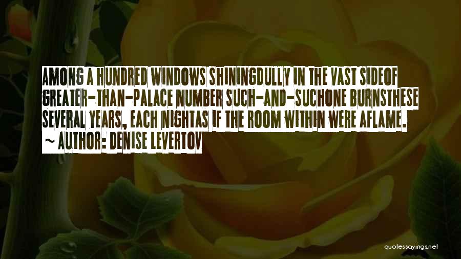 Denise Levertov Quotes: Among A Hundred Windows Shiningdully In The Vast Sideof Greater-than-palace Number Such-and-suchone Burnsthese Several Years, Each Nightas If The Room