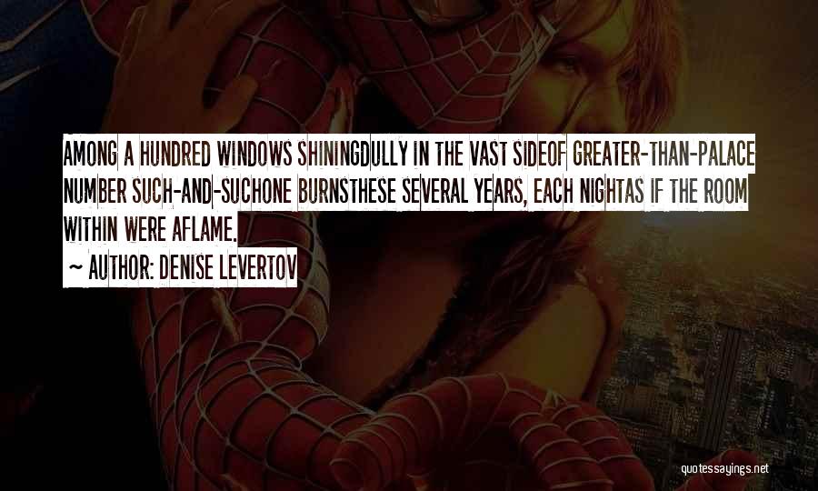 Denise Levertov Quotes: Among A Hundred Windows Shiningdully In The Vast Sideof Greater-than-palace Number Such-and-suchone Burnsthese Several Years, Each Nightas If The Room