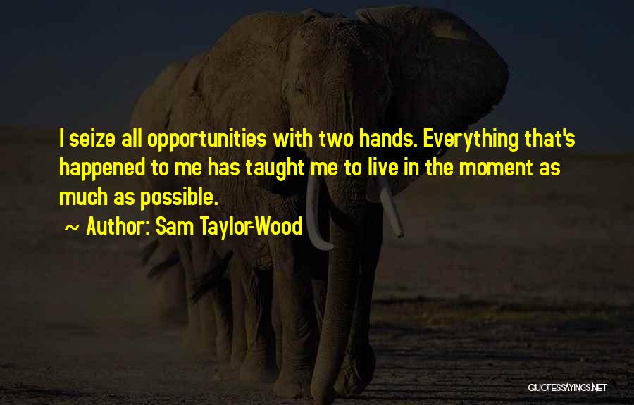 Sam Taylor-Wood Quotes: I Seize All Opportunities With Two Hands. Everything That's Happened To Me Has Taught Me To Live In The Moment