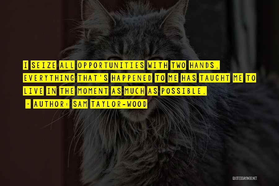 Sam Taylor-Wood Quotes: I Seize All Opportunities With Two Hands. Everything That's Happened To Me Has Taught Me To Live In The Moment