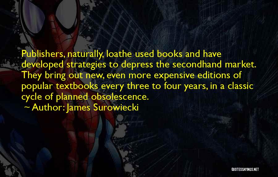 James Surowiecki Quotes: Publishers, Naturally, Loathe Used Books And Have Developed Strategies To Depress The Secondhand Market. They Bring Out New, Even More