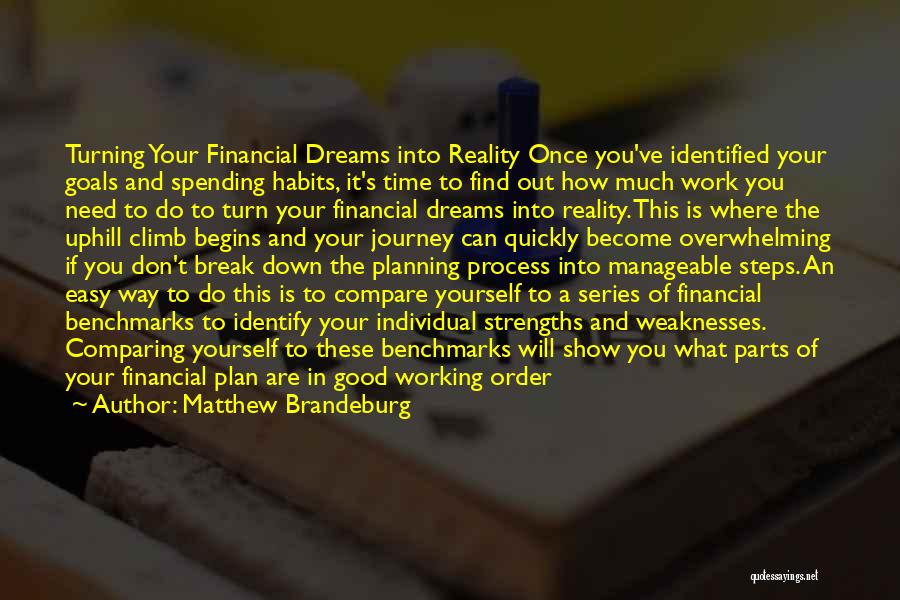 Matthew Brandeburg Quotes: Turning Your Financial Dreams Into Reality Once You've Identified Your Goals And Spending Habits, It's Time To Find Out How