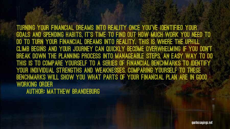 Matthew Brandeburg Quotes: Turning Your Financial Dreams Into Reality Once You've Identified Your Goals And Spending Habits, It's Time To Find Out How