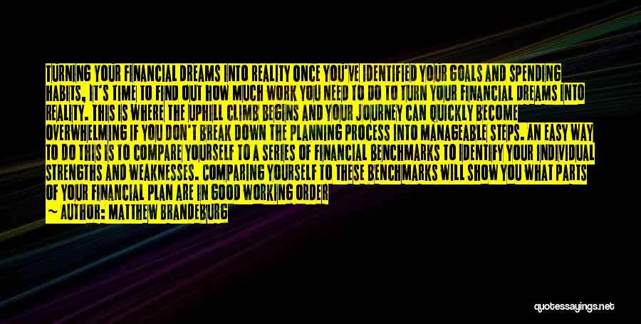 Matthew Brandeburg Quotes: Turning Your Financial Dreams Into Reality Once You've Identified Your Goals And Spending Habits, It's Time To Find Out How