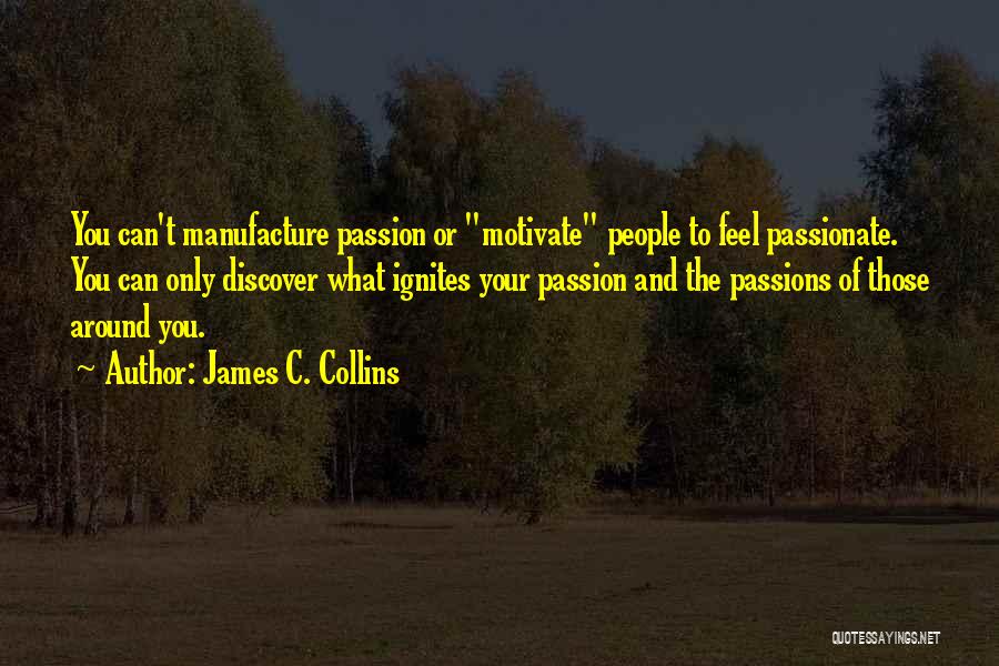James C. Collins Quotes: You Can't Manufacture Passion Or Motivate People To Feel Passionate. You Can Only Discover What Ignites Your Passion And The