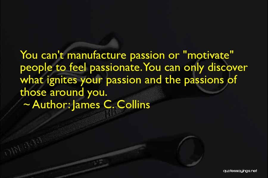 James C. Collins Quotes: You Can't Manufacture Passion Or Motivate People To Feel Passionate. You Can Only Discover What Ignites Your Passion And The