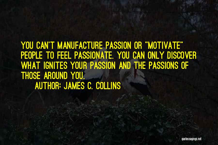 James C. Collins Quotes: You Can't Manufacture Passion Or Motivate People To Feel Passionate. You Can Only Discover What Ignites Your Passion And The