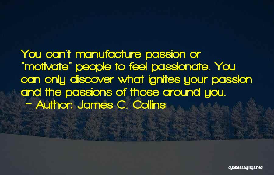 James C. Collins Quotes: You Can't Manufacture Passion Or Motivate People To Feel Passionate. You Can Only Discover What Ignites Your Passion And The