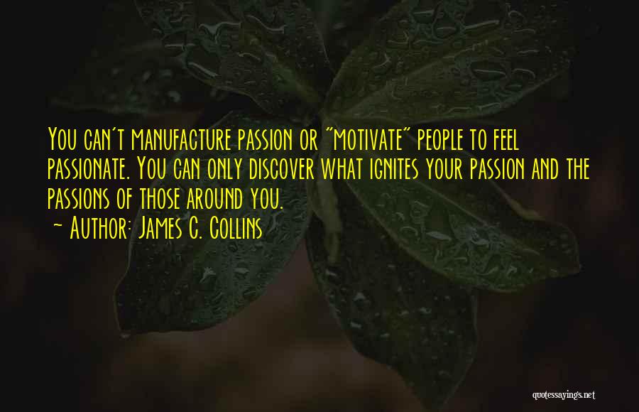 James C. Collins Quotes: You Can't Manufacture Passion Or Motivate People To Feel Passionate. You Can Only Discover What Ignites Your Passion And The