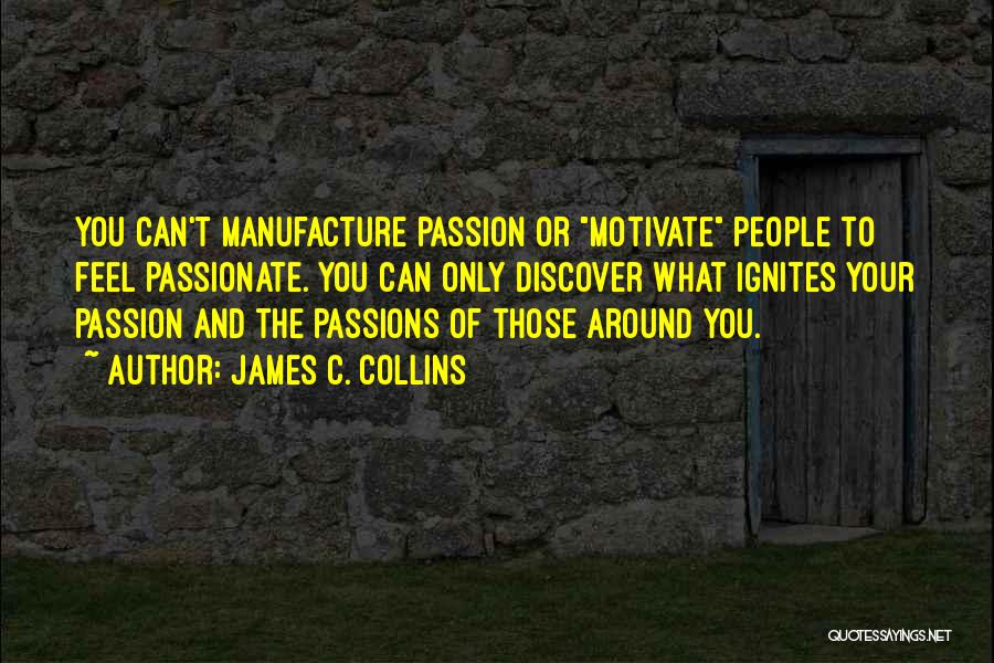 James C. Collins Quotes: You Can't Manufacture Passion Or Motivate People To Feel Passionate. You Can Only Discover What Ignites Your Passion And The