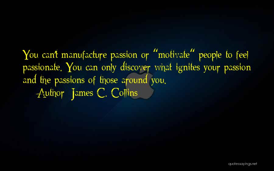 James C. Collins Quotes: You Can't Manufacture Passion Or Motivate People To Feel Passionate. You Can Only Discover What Ignites Your Passion And The