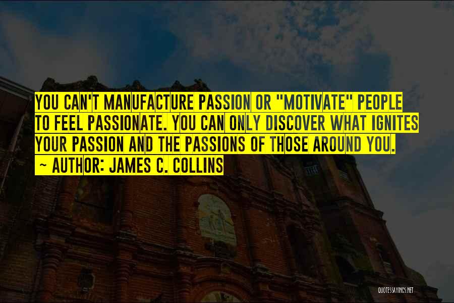 James C. Collins Quotes: You Can't Manufacture Passion Or Motivate People To Feel Passionate. You Can Only Discover What Ignites Your Passion And The