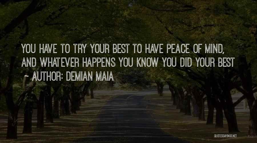 Demian Maia Quotes: You Have To Try Your Best To Have Peace Of Mind, And Whatever Happens You Know You Did Your Best