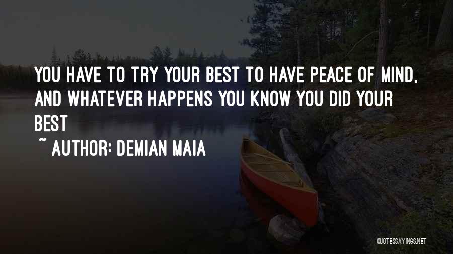 Demian Maia Quotes: You Have To Try Your Best To Have Peace Of Mind, And Whatever Happens You Know You Did Your Best