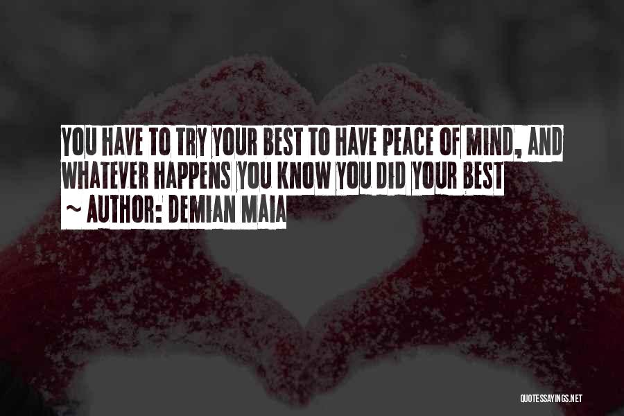 Demian Maia Quotes: You Have To Try Your Best To Have Peace Of Mind, And Whatever Happens You Know You Did Your Best