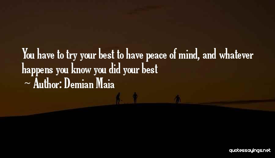 Demian Maia Quotes: You Have To Try Your Best To Have Peace Of Mind, And Whatever Happens You Know You Did Your Best