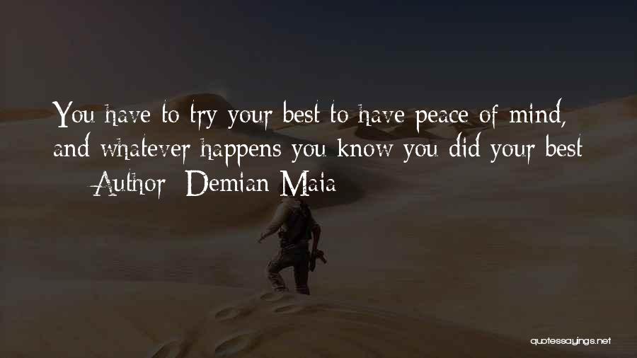 Demian Maia Quotes: You Have To Try Your Best To Have Peace Of Mind, And Whatever Happens You Know You Did Your Best