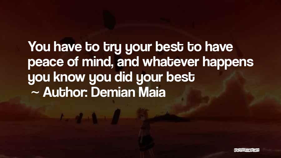 Demian Maia Quotes: You Have To Try Your Best To Have Peace Of Mind, And Whatever Happens You Know You Did Your Best