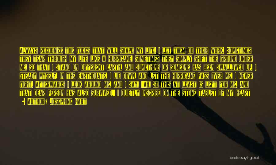 Josephine Hart Quotes: Always Recognize The Foces That Will Shape My Life. I Let Them Do Their Work. Sometimes They Tear Through My