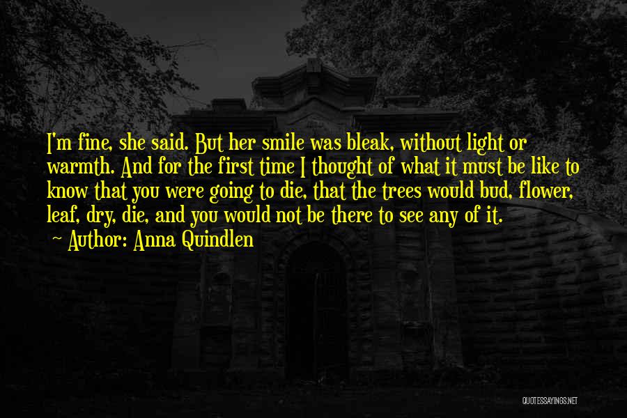 Anna Quindlen Quotes: I'm Fine, She Said. But Her Smile Was Bleak, Without Light Or Warmth. And For The First Time I Thought