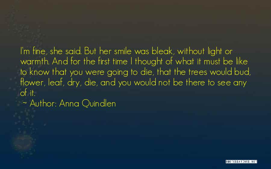 Anna Quindlen Quotes: I'm Fine, She Said. But Her Smile Was Bleak, Without Light Or Warmth. And For The First Time I Thought