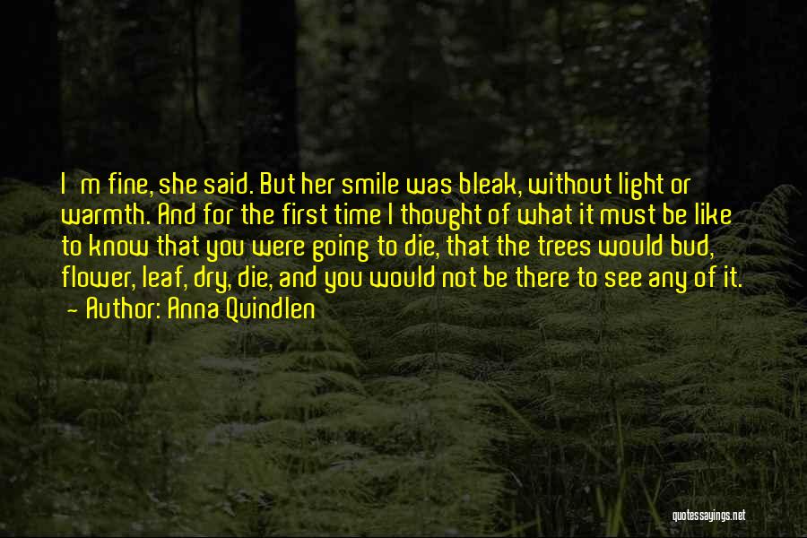 Anna Quindlen Quotes: I'm Fine, She Said. But Her Smile Was Bleak, Without Light Or Warmth. And For The First Time I Thought