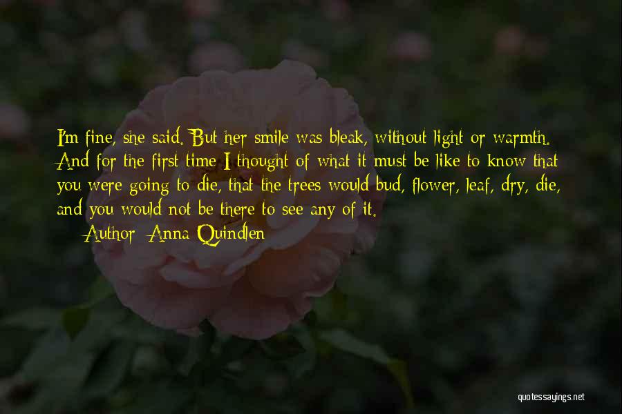 Anna Quindlen Quotes: I'm Fine, She Said. But Her Smile Was Bleak, Without Light Or Warmth. And For The First Time I Thought