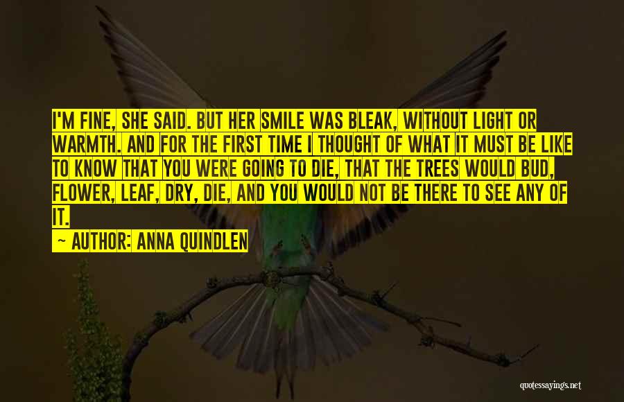 Anna Quindlen Quotes: I'm Fine, She Said. But Her Smile Was Bleak, Without Light Or Warmth. And For The First Time I Thought