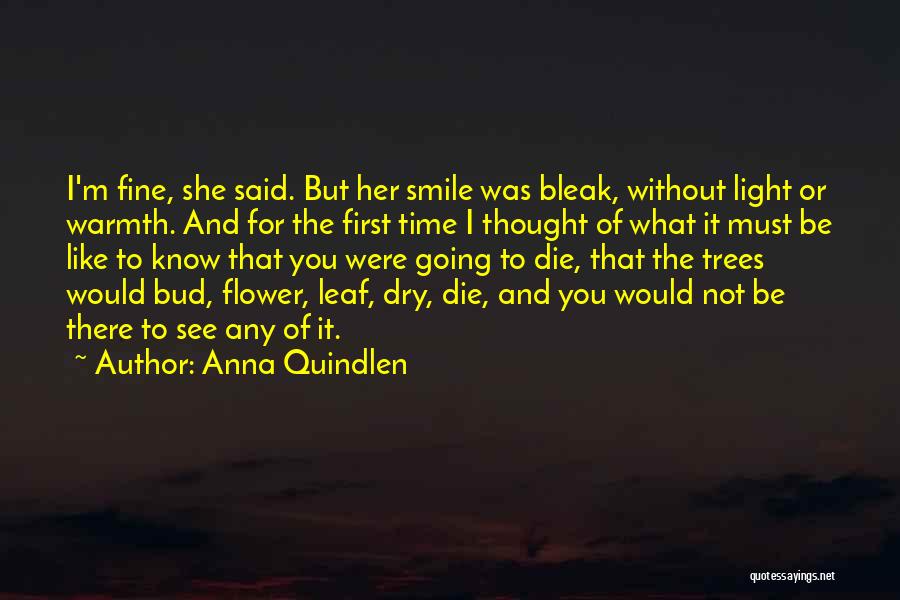 Anna Quindlen Quotes: I'm Fine, She Said. But Her Smile Was Bleak, Without Light Or Warmth. And For The First Time I Thought