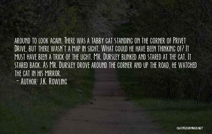 J.K. Rowling Quotes: Around To Look Again. There Was A Tabby Cat Standing On The Corner Of Privet Drive, But There Wasn't A