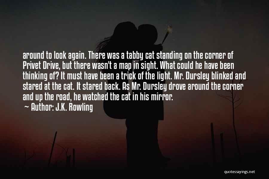 J.K. Rowling Quotes: Around To Look Again. There Was A Tabby Cat Standing On The Corner Of Privet Drive, But There Wasn't A