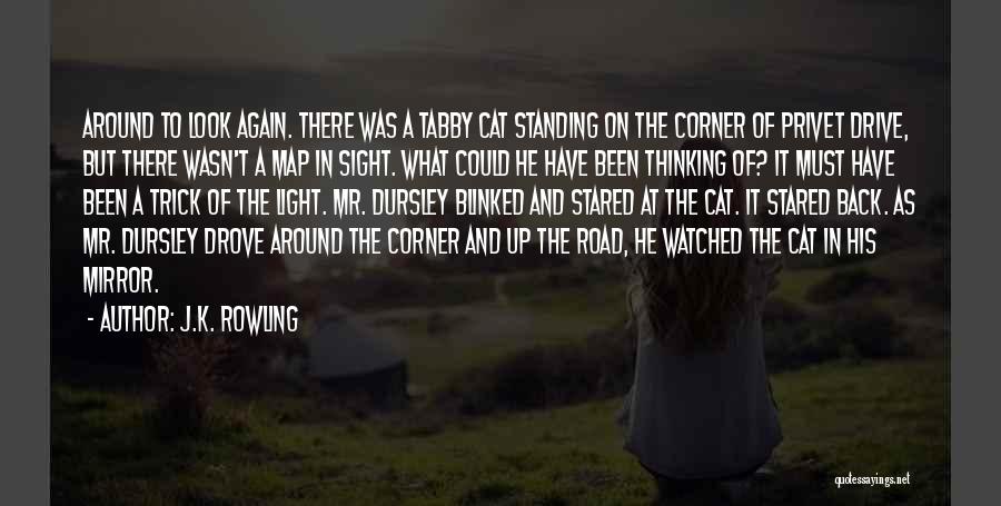 J.K. Rowling Quotes: Around To Look Again. There Was A Tabby Cat Standing On The Corner Of Privet Drive, But There Wasn't A