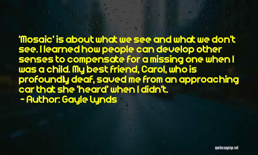 Gayle Lynds Quotes: 'mosaic' Is About What We See And What We Don't See. I Learned How People Can Develop Other Senses To