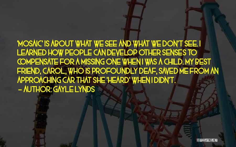 Gayle Lynds Quotes: 'mosaic' Is About What We See And What We Don't See. I Learned How People Can Develop Other Senses To